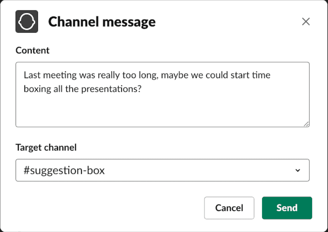 Simple Slack UI can be used to send anonymous messages. Simple Slack UI can be used to send anonymous messages.